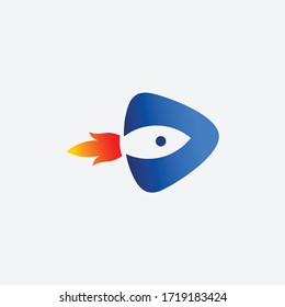 rocket play button logo template