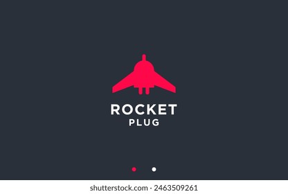 rocket with plug logo design vector silhouette illustration