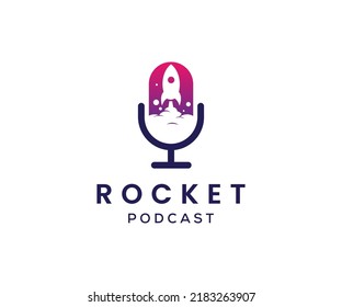 Rocket Podcast Logo Design Vektorvorlage.