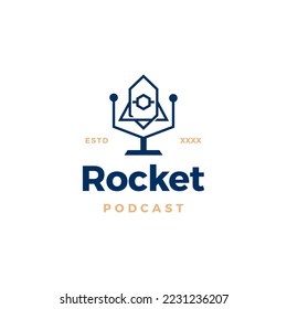 rocket podcast logo design vector illustration