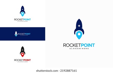 Diseños del logotipo de Rocket Point vector concepto, icono del símbolo del logotipo de Spaceship