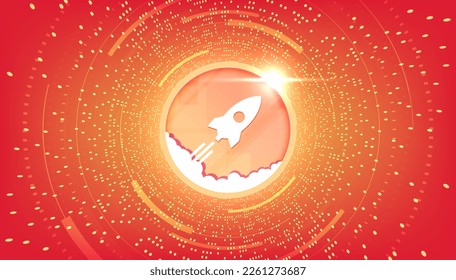 Rocket Pool (RPL) coin cryptocurrency concept banner background.