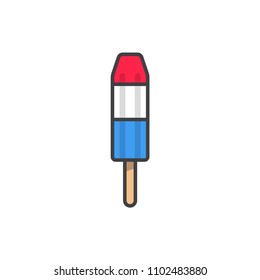 Rocket Popsicle Ice Cream Colored Line Icon.