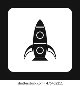 Rocket with portholes icon in simple style isolated on white background. Aircraft symbol