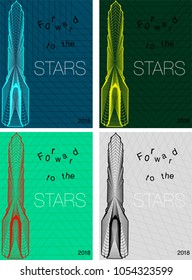 Rocket  posters 2018  Vector illustration