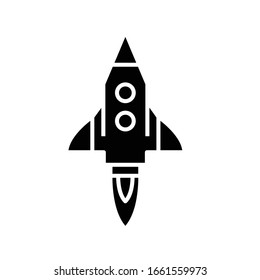 Raketengetriebenes Raketensymbol, Concept Illustration, Flachsymbol der Vektorillustration, Glyphzeichen.