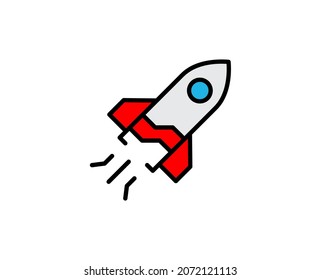 Icono de línea premium de cohete. Pictograma sencillo de alta calidad. Iconos modernos de estilo de contorno. Ilustración vectorial de trazo sobre un fondo blanco. 