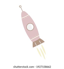 
rocket print. childish drawing in flat style. vector