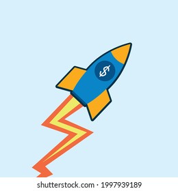 rocket profit flat design illustration