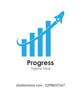Rocket progress logo,good progress logo vector icon illustration 