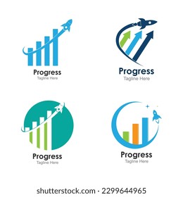 Rocket progress logo,good progress logo vector icon illustration 