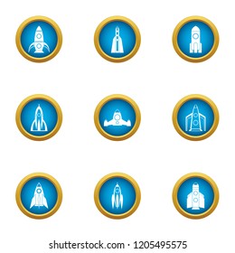 Rocket projectile icons set. Flat set of 9 rocket projectile vector icons for web isolated on white background