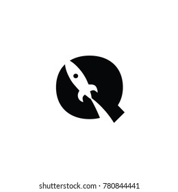 rocket q font logo flat vector logo template