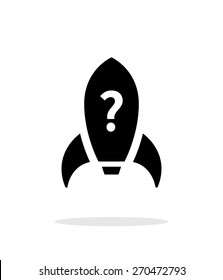 Rocket with question simple icon on white background. Vector illustration.