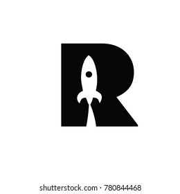 Rocket R Font Logo Flat Vector Logo Template