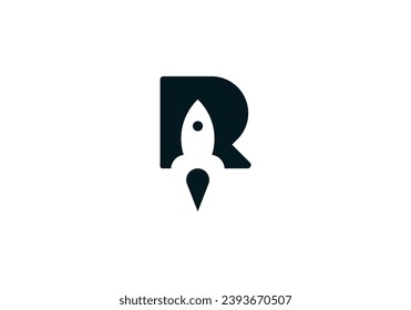 Logo-Design von Rocket R. R Raketenlogo. Letterdesign. Farbiges Logo. Business. R Vektor. Premium-Vorlage.	