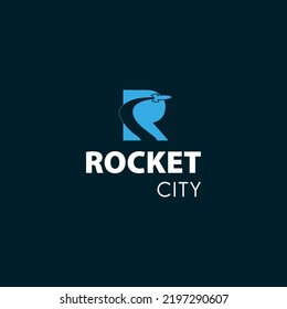 Rocket + R Minimal Word Mark Logo