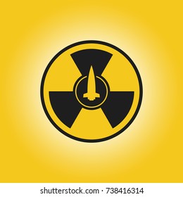 Rocket and radiation icon.