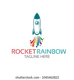 
Rocket Rainbow Logo Icon Template Design. Vector Illustration