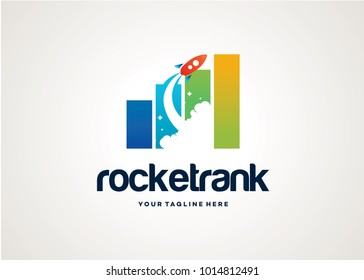  Rocket Rank Logo Template Design Vector, Emblem, Design Concept, Creative Symbol