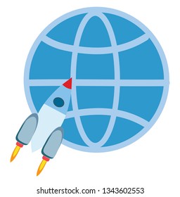 A rocket is to ready start its interstellar journey vector color drawing or illustration 