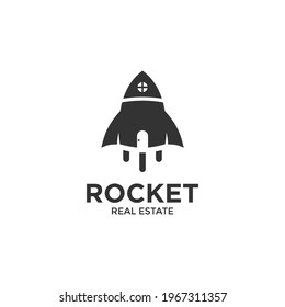 rocket real estate logo design illustration