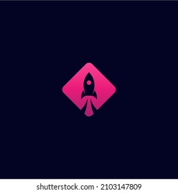 Rocket Rectangle Logo Design Vector Illustration
