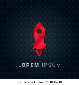 Rocket Red chromium precious metallic 3D Icon / Logo Design