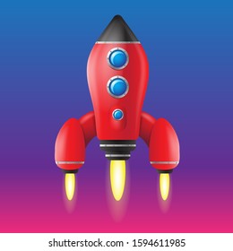 Rocket red design element on isolated background. Vector image eps 10