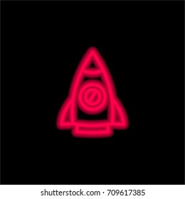 Rocket red glowing neon ui ux icon. Glowing sign logo vector