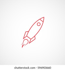 Rocket Red Line Icon On White Background