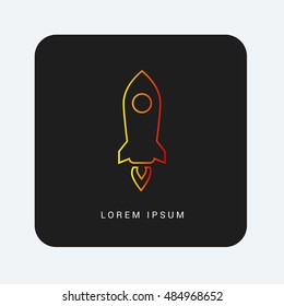 Rocket Red & Orange gradient attractive line thin icon / logo design