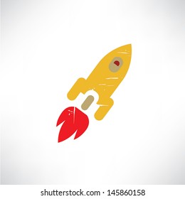 rocket in retro style, grunge style
