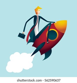 Rocket ride. business concept
