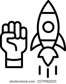 Rocket Ride Revolution icon line vector illustration