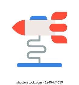 Rocket ride vector icon, amusement park related flat design