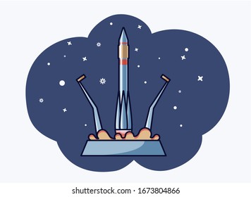 Rocket rises up from the ground