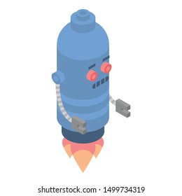 Rocket robot icon. Isometric of rocket robot vector icon for web design isolated on white background