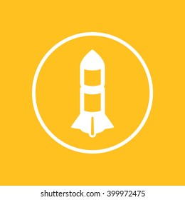 Rocket round icon, rocket launch pictogram in circle, vector illustration