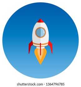 Rocket. Round icon, logo, emblem. Vector  