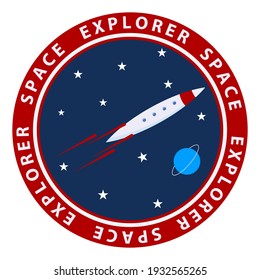 Rocket - round icon - vector. Space exploration. Mission Mars