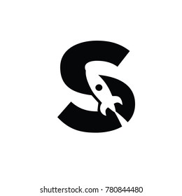 rocket s font logo flat vector logo template