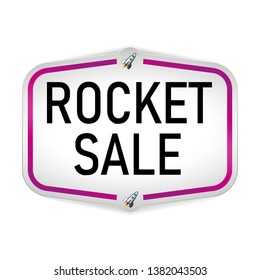 rocket sale vector illustration web banner label