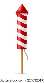 saludo de cohete para celebración ilustración vectorial de vacaciones aislada en fondo blanco