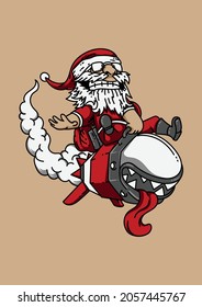 arte vectorial de la ilustración divertida de rocket santa