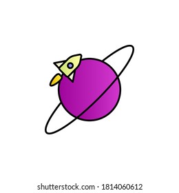 Rocket, saturn, space color gradient vector icon