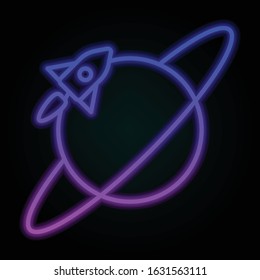 Rocket, saturn, space nolan-neon style icon. Simple thin line, outline vector of space for ui and ux, website or mobile application
