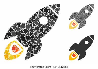 Rocket science composition of tremulant parts in various sizes and color tones, based on rocket science icon. Vector tremulant items are united into collage.
