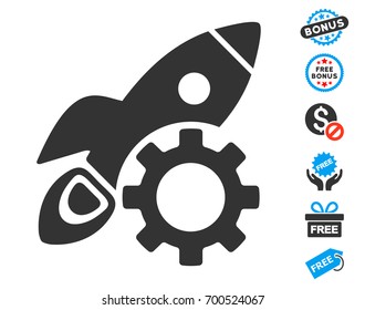 Rocket Science Options Gear gray pictograph with free bonus symbols. Vector illustration style is flat iconic symbols.