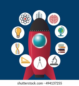 rocket with science related icons image 